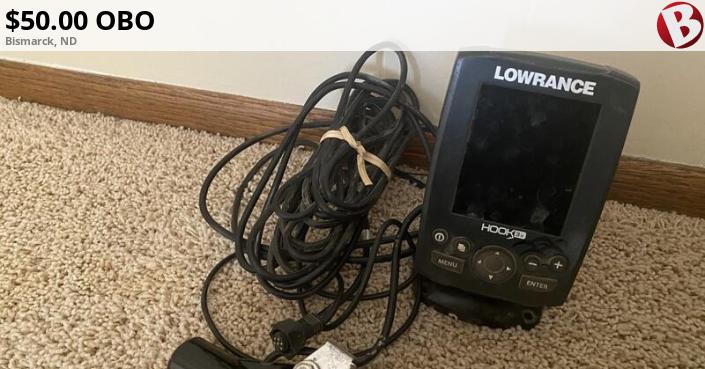 Lowrance Hook 3X depth finder. Used very little. Comes with high speed  skimmer tra