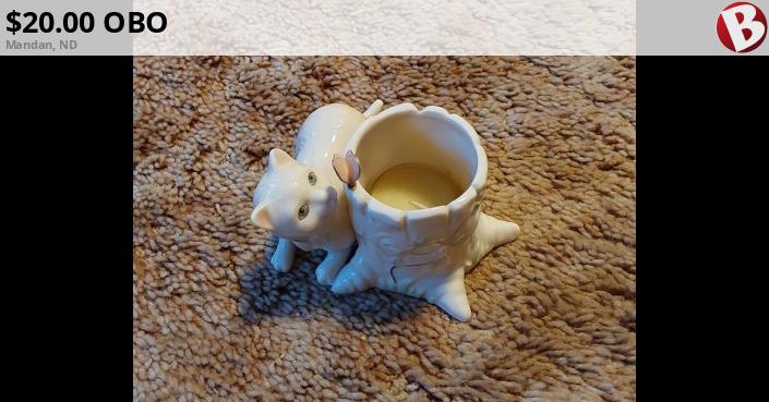 Lenox Curious Kitty Cat with Butterfly and Tree Stump | Mandan, ND