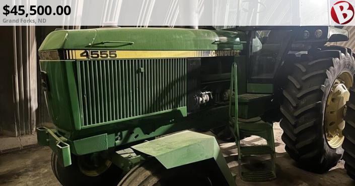1990 John Deere 4555 tractor. 8530 hours. Quad range three-point hitch ...